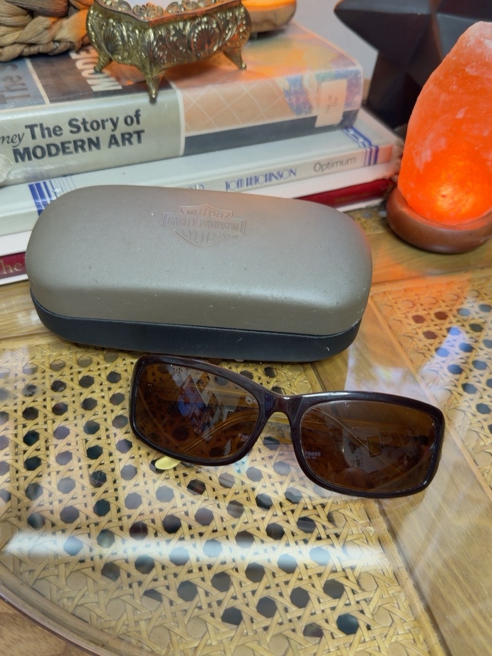 Vintage Y2K Harley-Davidson Rhinestone Heart Sunglasses With Case
